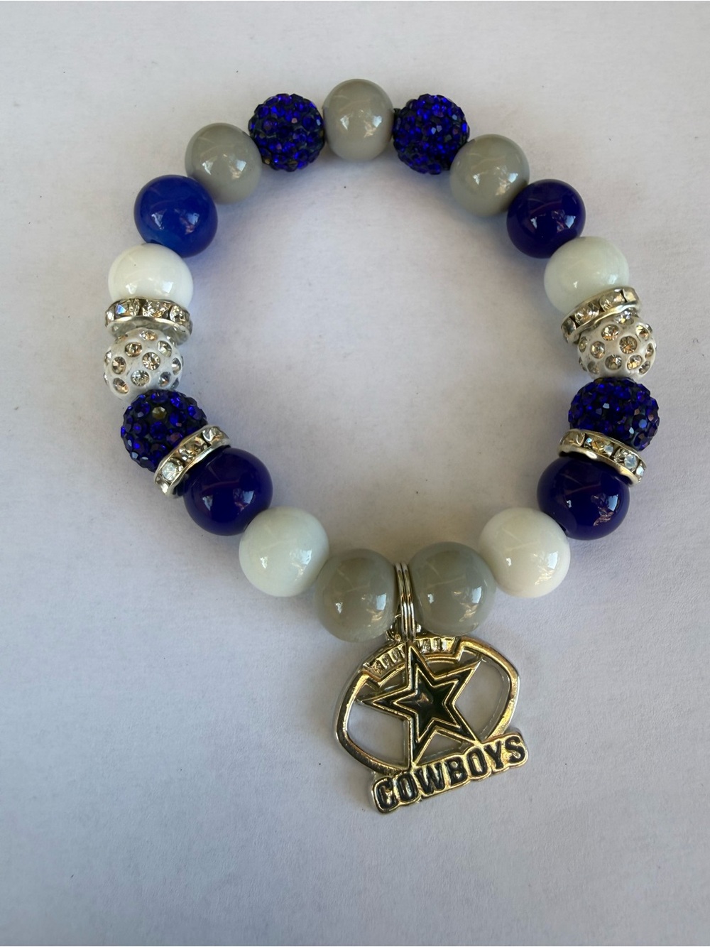 NFL Dallas Cowboys Blue, White & Gray Beaded Charm Bracelet Set - Picture 4 of 4